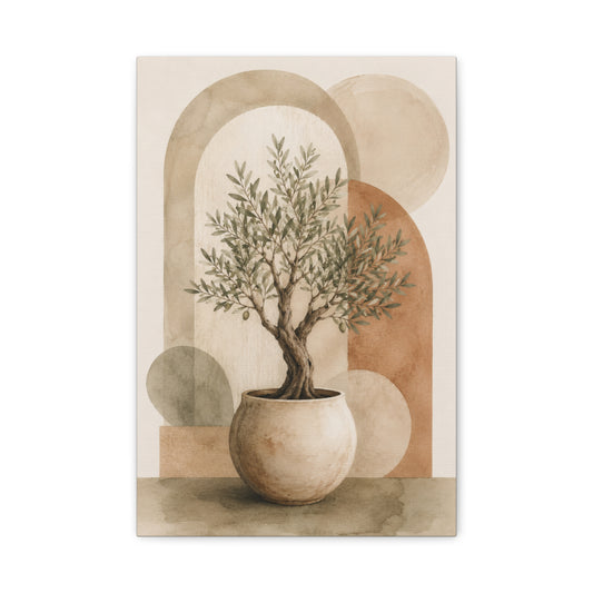 Boho Olive Tree Botanical Canvas Wall Art