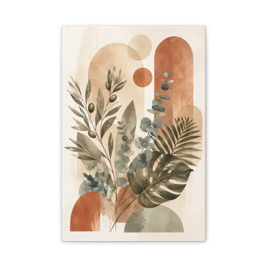 Terracotta Botanical Abstract Canvas Wall Art