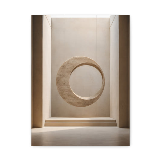Suspended Stone Ring | Minimalist Architectural Matte Canvas Wall Art