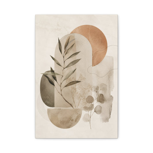Botanical Geometry Neutral Abstract Canvas Wall Art