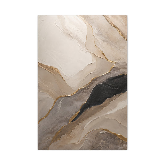 Abstract Marble Canvas Wall Art with Gold Vein Accents