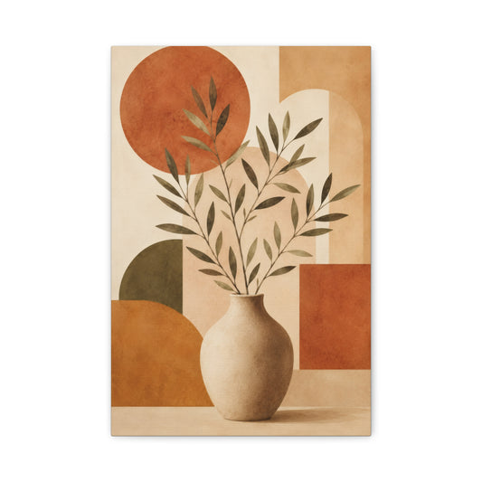Minimal Abstract Botanical Vase Canvas Wall Art
