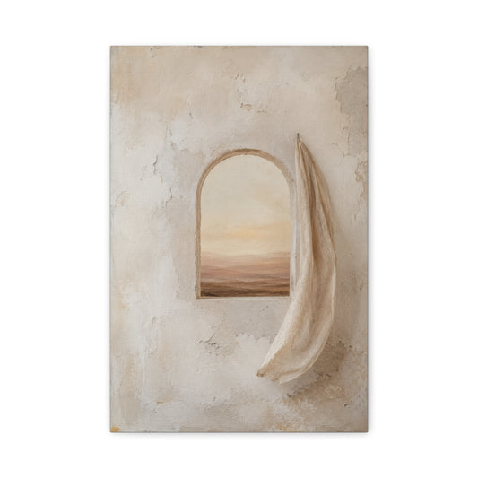 Minimalist Arched Window Neutral Landscape Canvas Wall Art