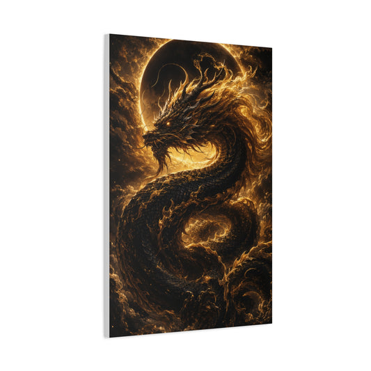 Black Dragon Canvas Wall Art – Celestial Mythic Statement Piece