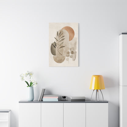 Botanical Geometry Neutral Abstract Canvas Wall Art