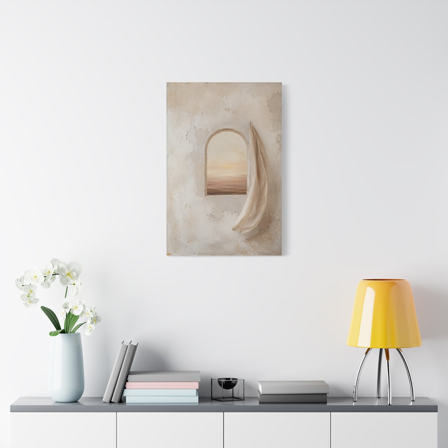 Minimalist Arched Window Neutral Landscape Canvas Wall Art