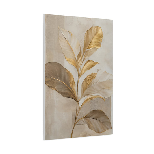 Minimal Botanical Canvas Wall Art in Soft Gold & Neutral Tones