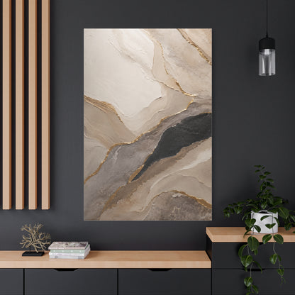 Abstract Marble Canvas Wall Art with Gold Vein Accents