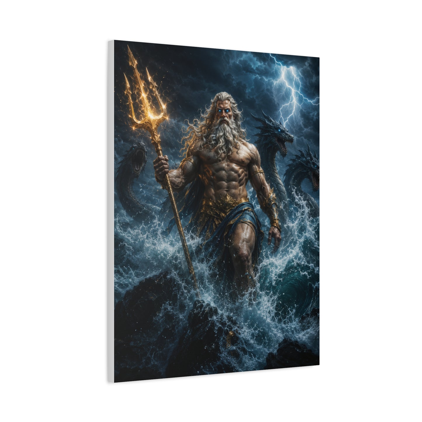 Poseidon Rising Canvas Wall Art – Mythological Ocean Storm