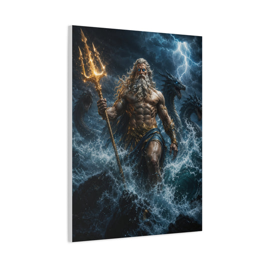 Poseidon Rising Canvas Wall Art – Mythological Ocean Storm