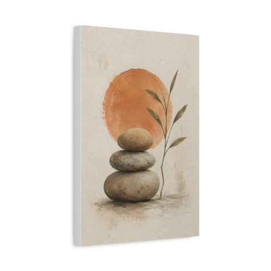 Balanced Stones Zen Canvas Wall Art | Minimal Earth Tone Decor