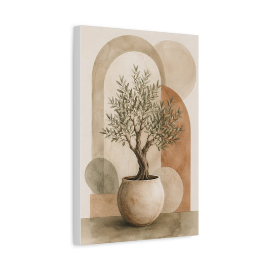 Boho Olive Tree Botanical Canvas Wall Art