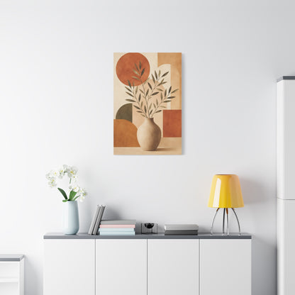 Minimal Abstract Botanical Vase Canvas Wall Art