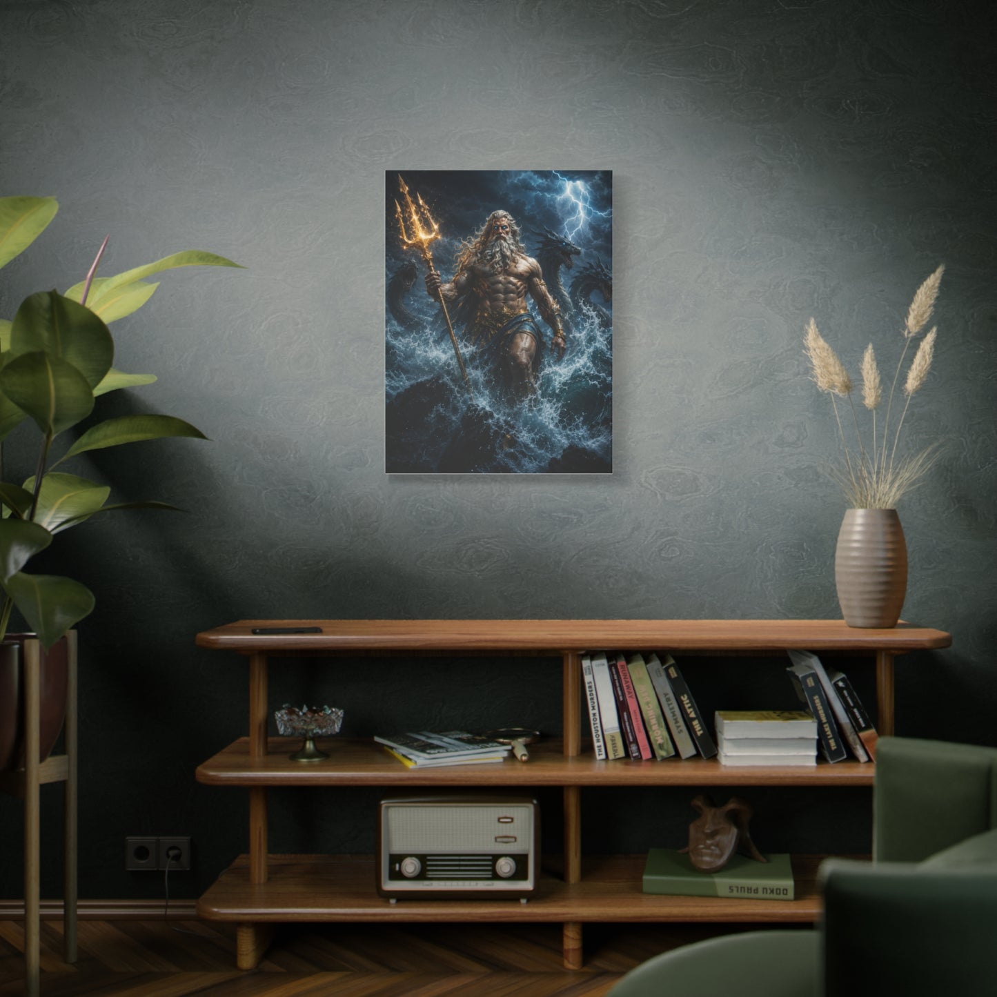 Poseidon Rising Canvas Wall Art – Mythological Ocean Storm