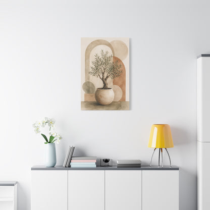 Boho Olive Tree Botanical Canvas Wall Art