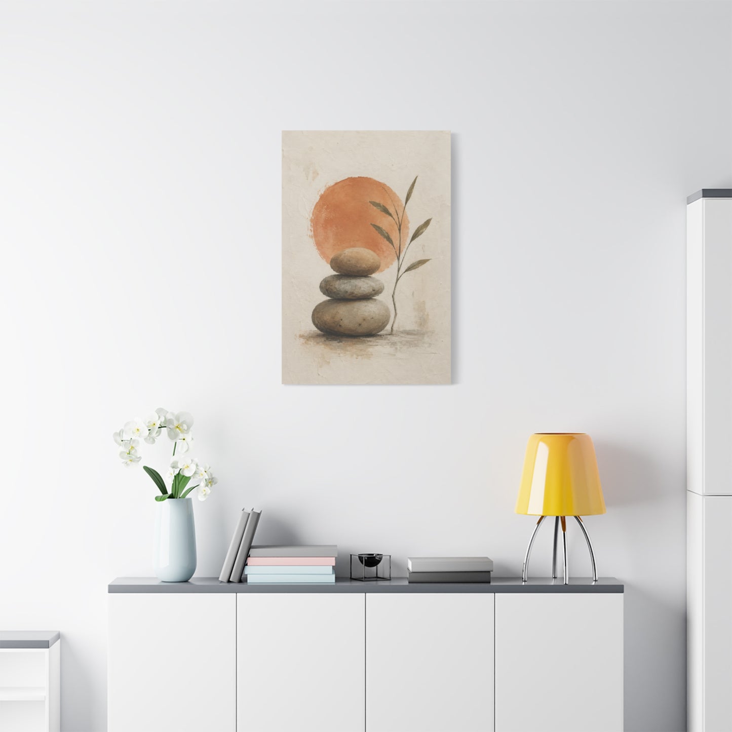 Balanced Stones Zen Canvas Wall Art | Minimal Earth Tone Decor