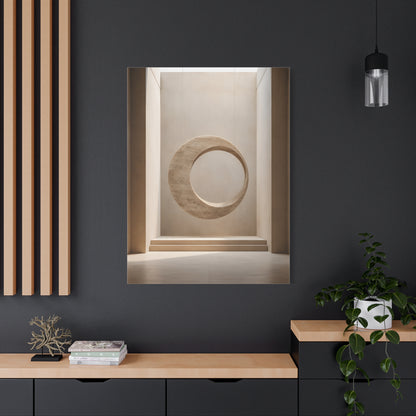 Suspended Stone Ring | Minimalist Architectural Matte Canvas Wall Art