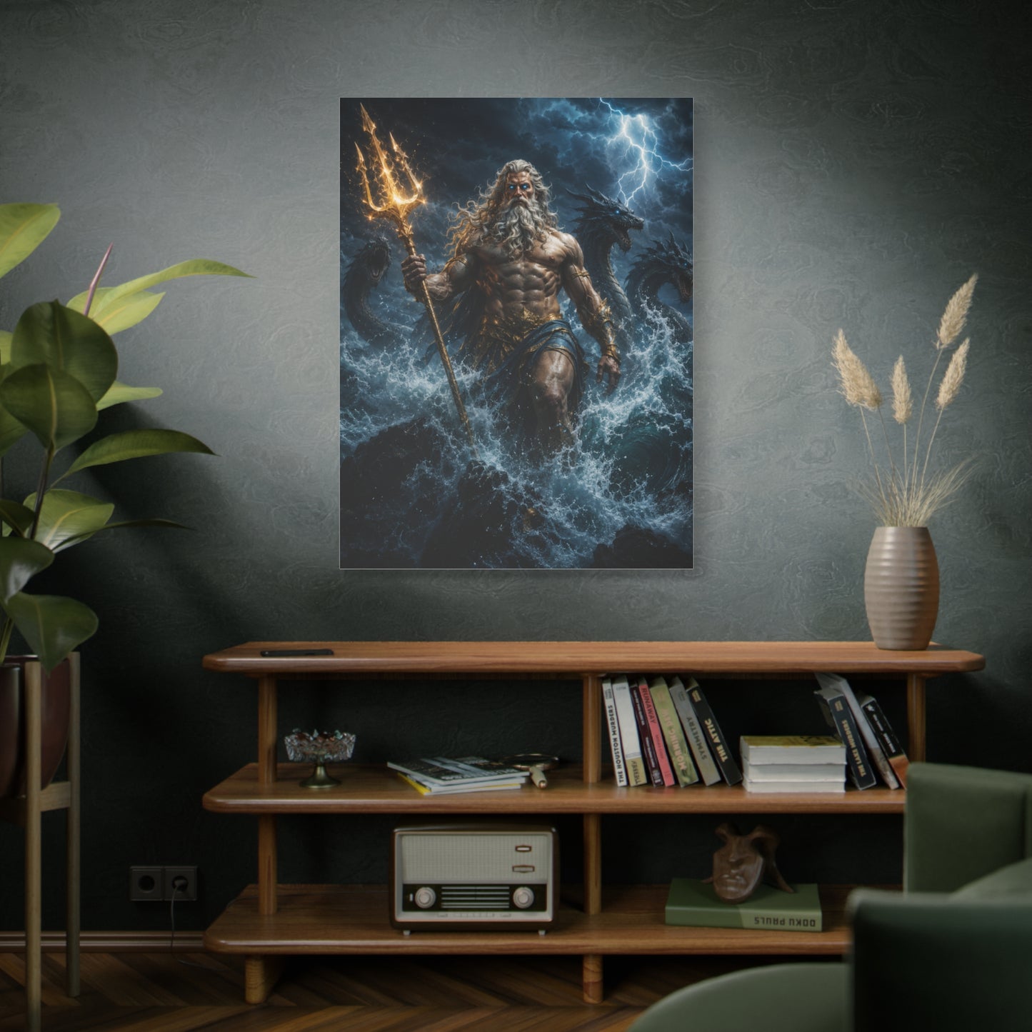 Poseidon Rising Canvas Wall Art – Mythological Ocean Storm
