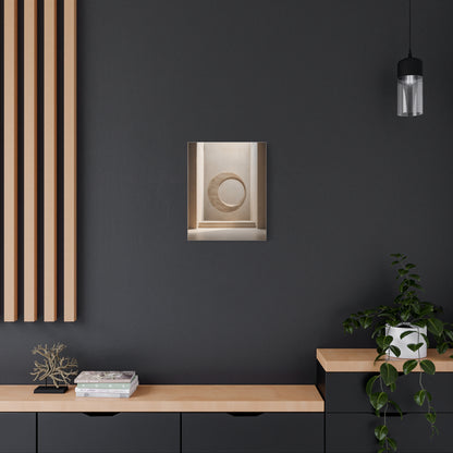 Suspended Stone Ring | Minimalist Architectural Matte Canvas Wall Art