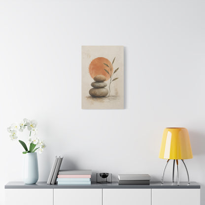 Balanced Stones Zen Canvas Wall Art | Minimal Earth Tone Decor