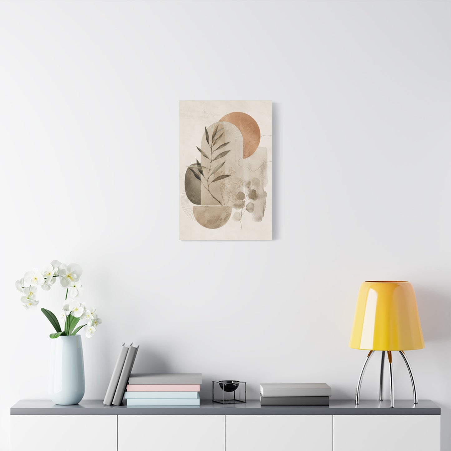 Botanical Geometry Neutral Abstract Canvas Wall Art
