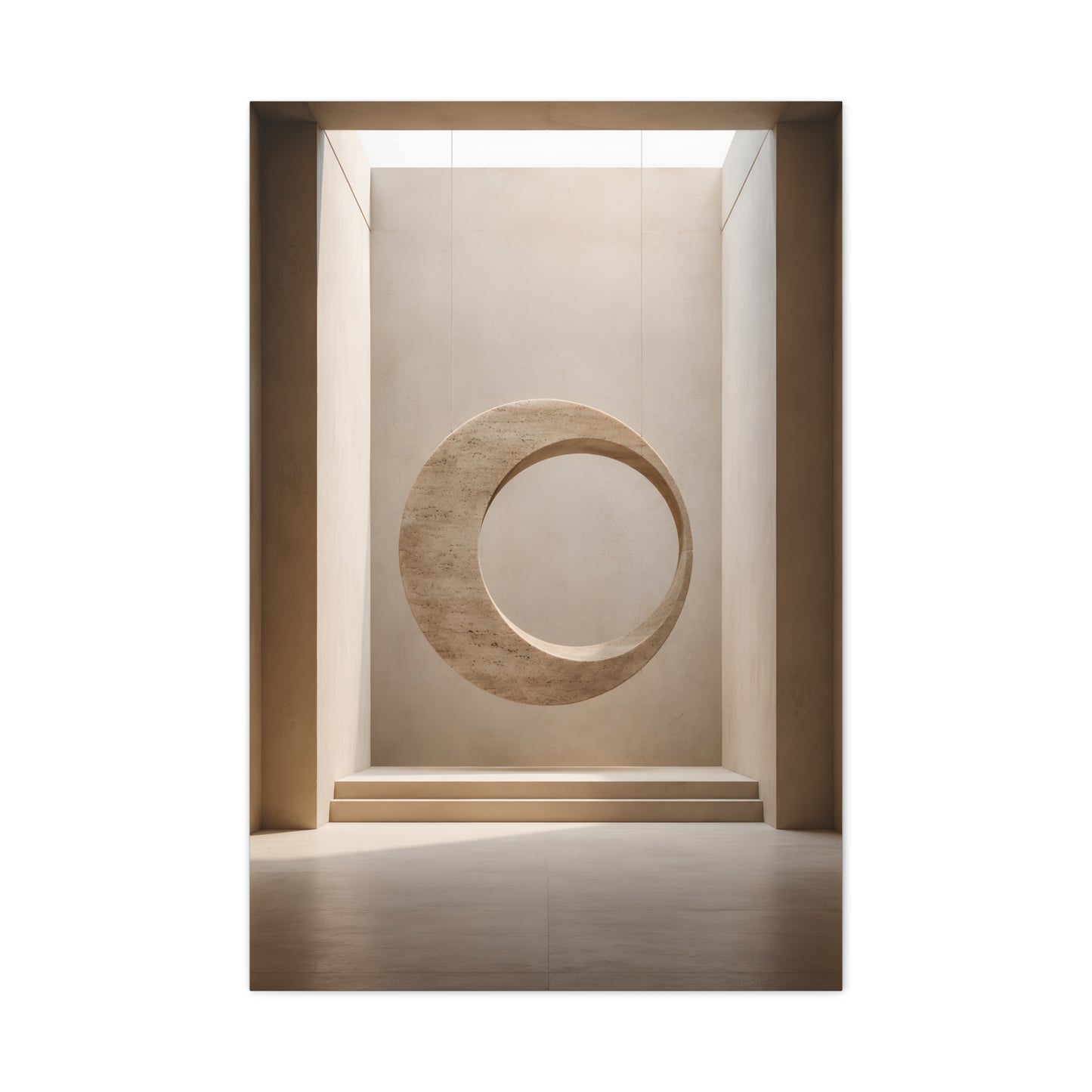 Suspended Stone Ring | Minimalist Architectural Matte Canvas Wall Art