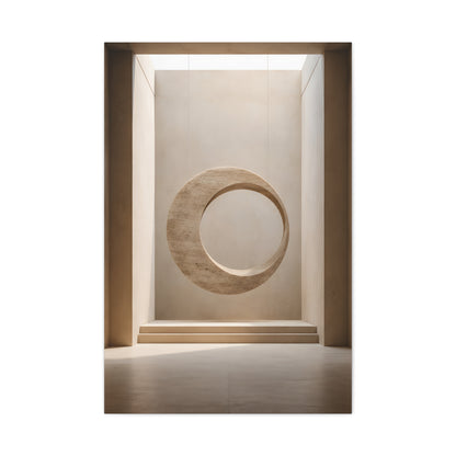 Suspended Stone Ring | Minimalist Architectural Matte Canvas Wall Art