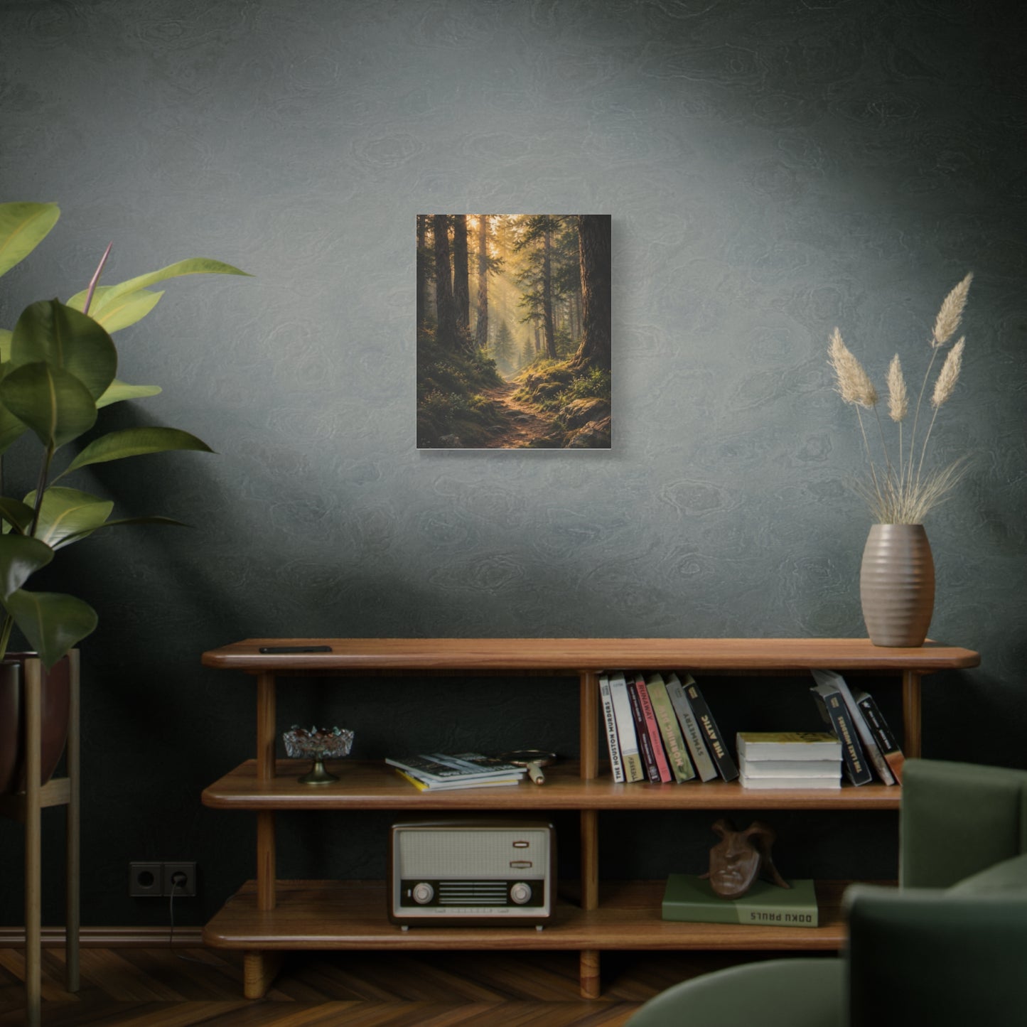 Forest Path Canvas Wall Art – Golden Woodland Landscape
