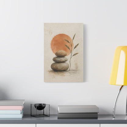 Balanced Stones Zen Canvas Wall Art | Minimal Earth Tone Decor