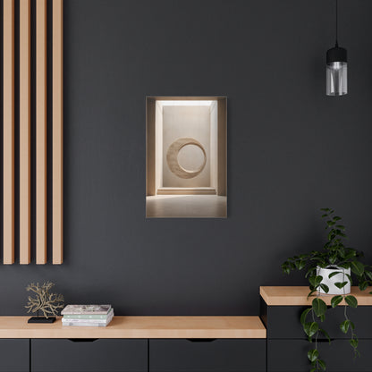 Suspended Stone Ring | Minimalist Architectural Matte Canvas Wall Art