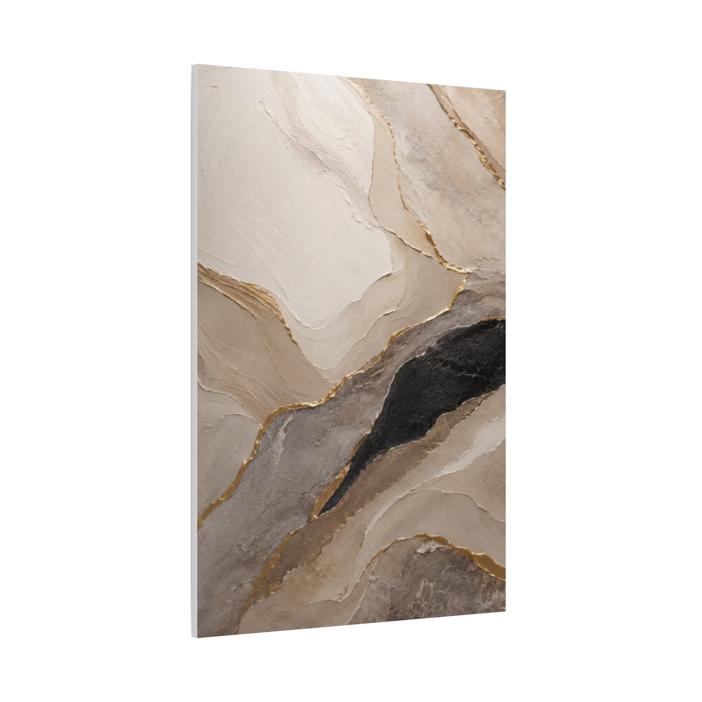 Abstract Marble Canvas Wall Art with Gold Vein Accents