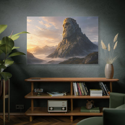 The Silent Titan – Monumental Mythology Mountain Canvas Wall Art