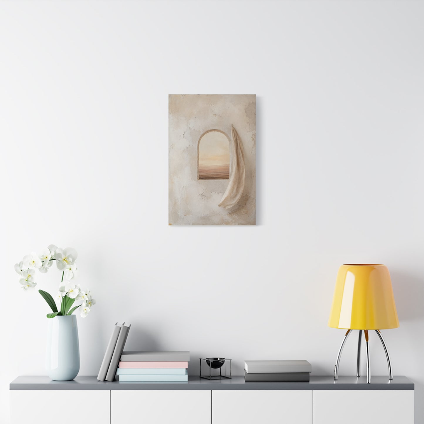 Minimalist Arched Window Neutral Landscape Canvas Wall Art