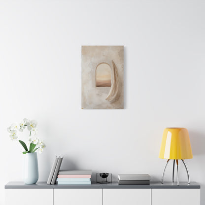 Minimalist Arched Window Neutral Landscape Canvas Wall Art