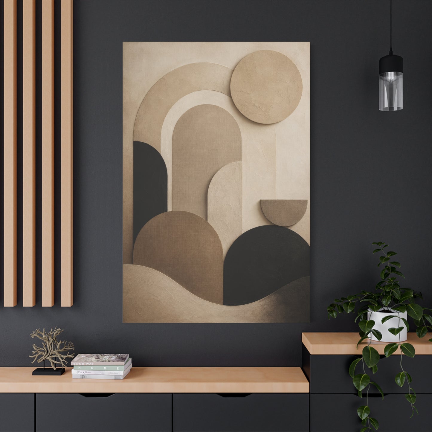 Neutral Geometric Abstract Canvas Wall Art