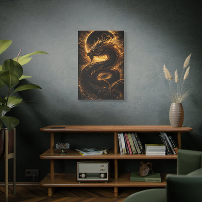 Black Dragon Canvas Wall Art – Celestial Mythic Statement Piece