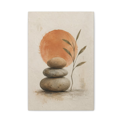 Balanced Stones Zen Canvas Wall Art | Minimal Earth Tone Decor