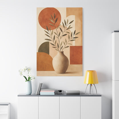 Minimal Abstract Botanical Vase Canvas Wall Art