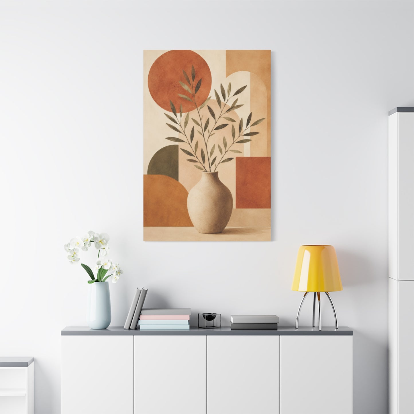 Minimal Abstract Botanical Vase Canvas Wall Art