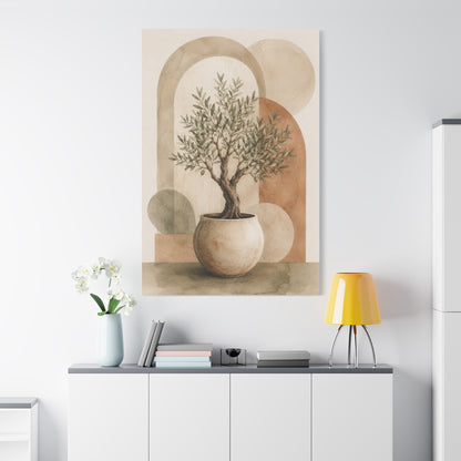 Boho Olive Tree Botanical Canvas Wall Art