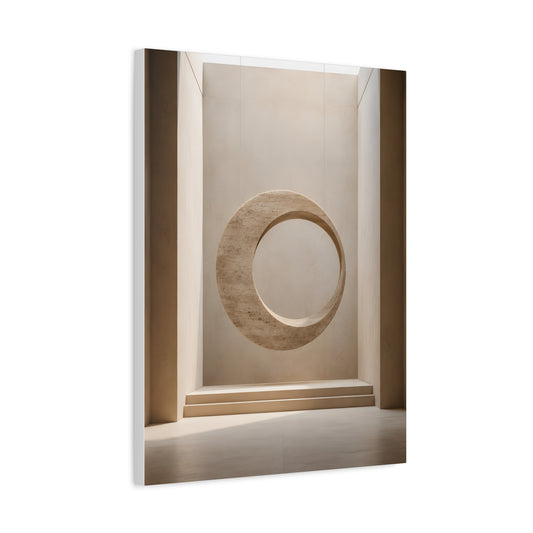 Suspended Stone Ring | Minimalist Architectural Matte Canvas Wall Art