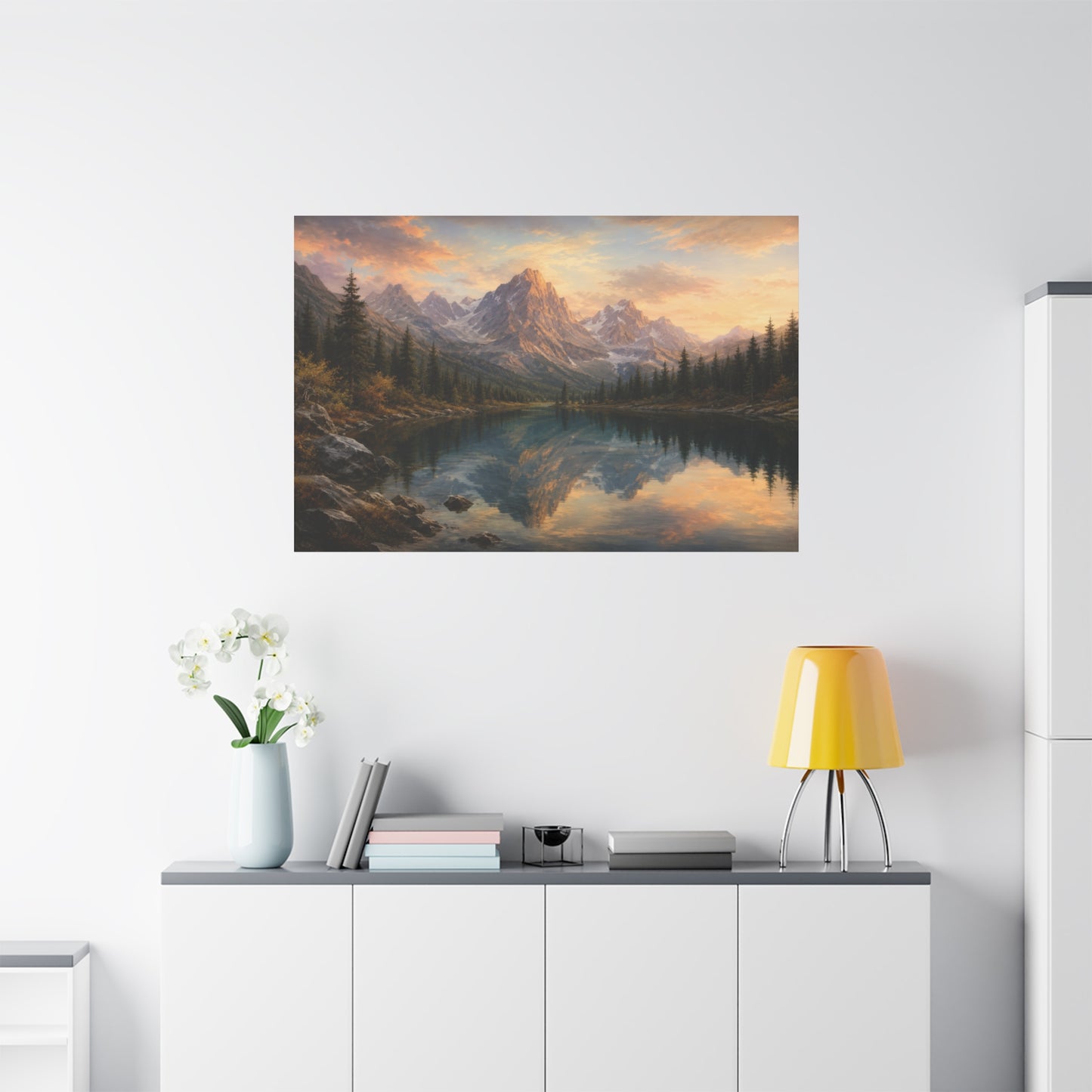 Majestic Mountain Lake Landscape Canvas Wall Art