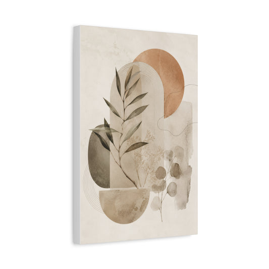 Botanical Geometry Neutral Abstract Canvas Wall Art