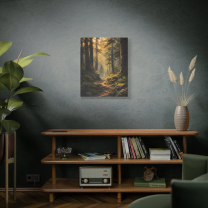Forest Path Canvas Wall Art – Golden Woodland Landscape
