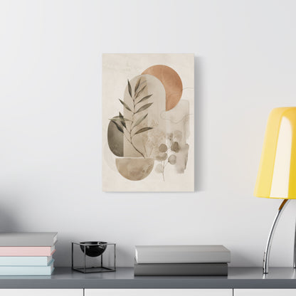 Botanical Geometry Neutral Abstract Canvas Wall Art