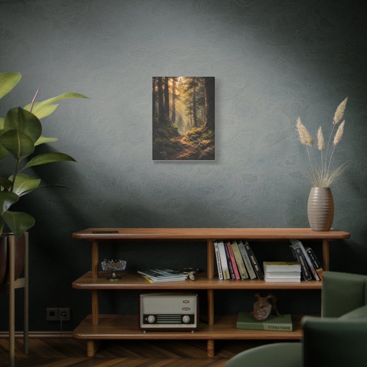 Forest Path Canvas Wall Art – Golden Woodland Landscape