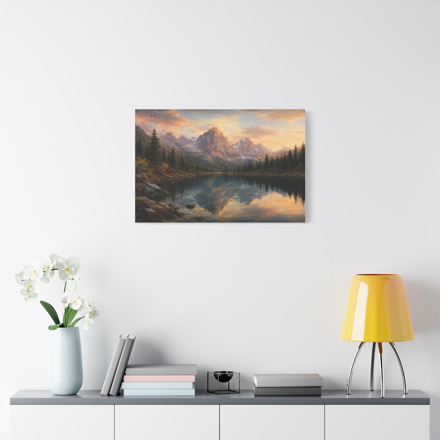 Majestic Mountain Lake Landscape Canvas Wall Art