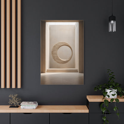 Suspended Stone Ring | Minimalist Architectural Matte Canvas Wall Art