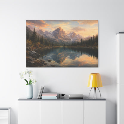Majestic Mountain Lake Landscape Canvas Wall Art