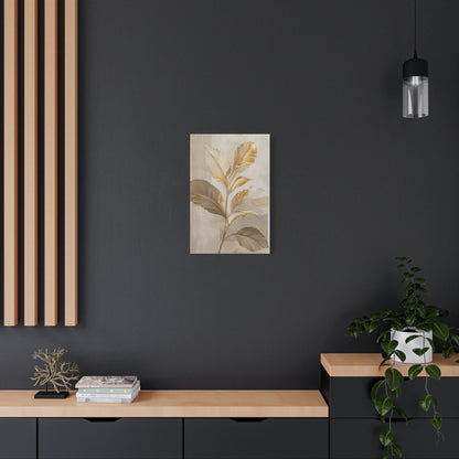 Minimal Botanical Canvas Wall Art in Soft Gold & Neutral Tones